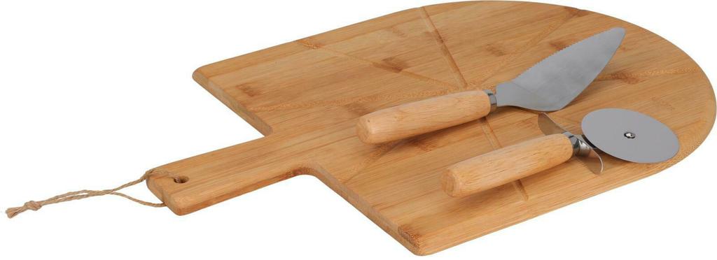 Bamboo Pizza Cutting And Serving Set