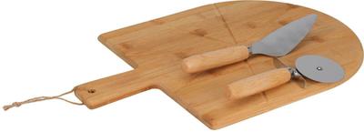 Bamboo Pizza Cutting And Serving Set