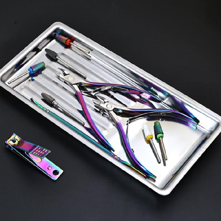 Salon Grade Nail Art Tool Disinfectings Tray Steel Build Spacious Interior Antisilp Base for Safe Sterilizations Tray