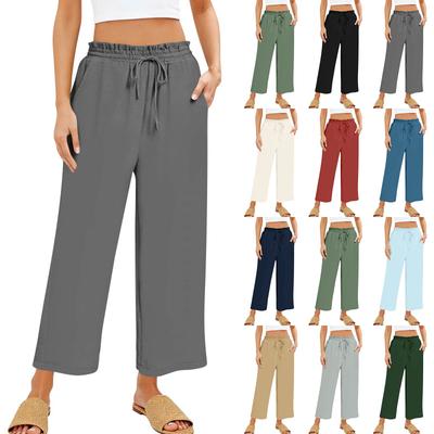 Pantalones Casuales Y Modernos Sueltos Para Mujer Con Bolsillos