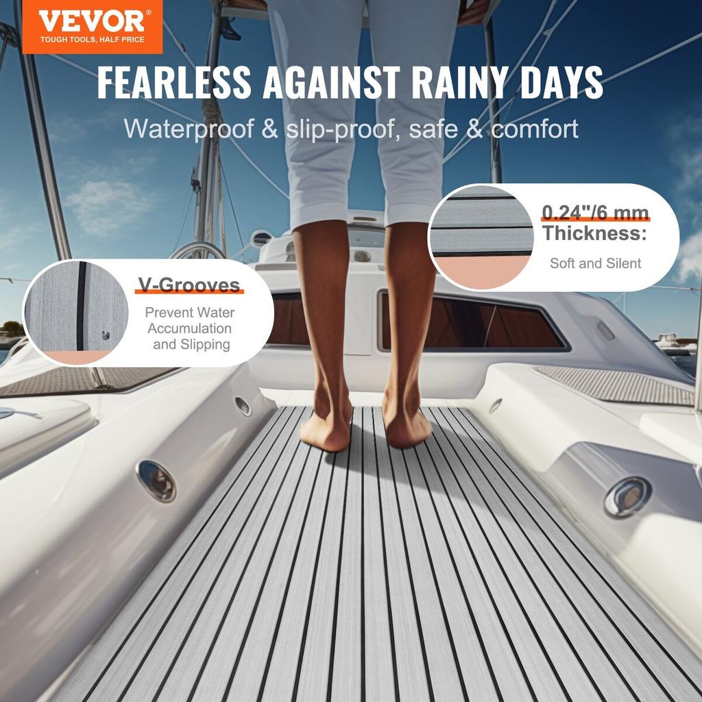 Boat Flooring, EVA Foam Boat Decking 94.5" x 45.7", Non-Slip Self-Adhesive Flooring, 29.9 sq.ft Marine Carpet for Boats, Yacht, Pontoon, Kayak Decking