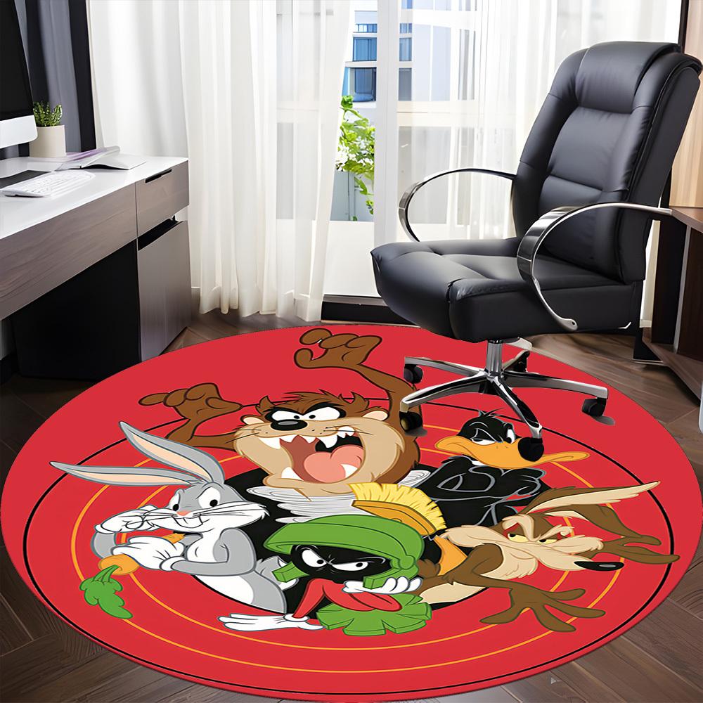 1pc Looney Tunes Office Round Area Rug, Bedroom Living Room Home Decor, Room Deco, Offic A1016109