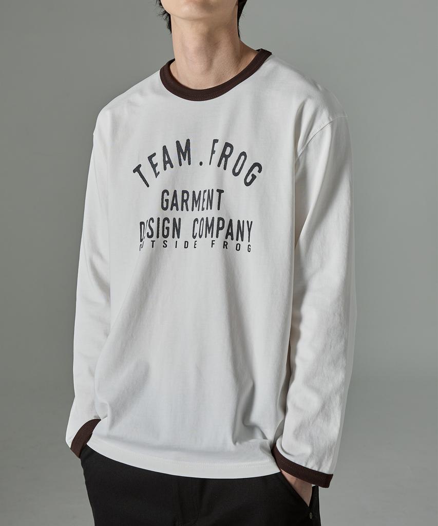 OUTSIDE FROG Team.Frog Long Sleeve Ringer Tee (Off-White)