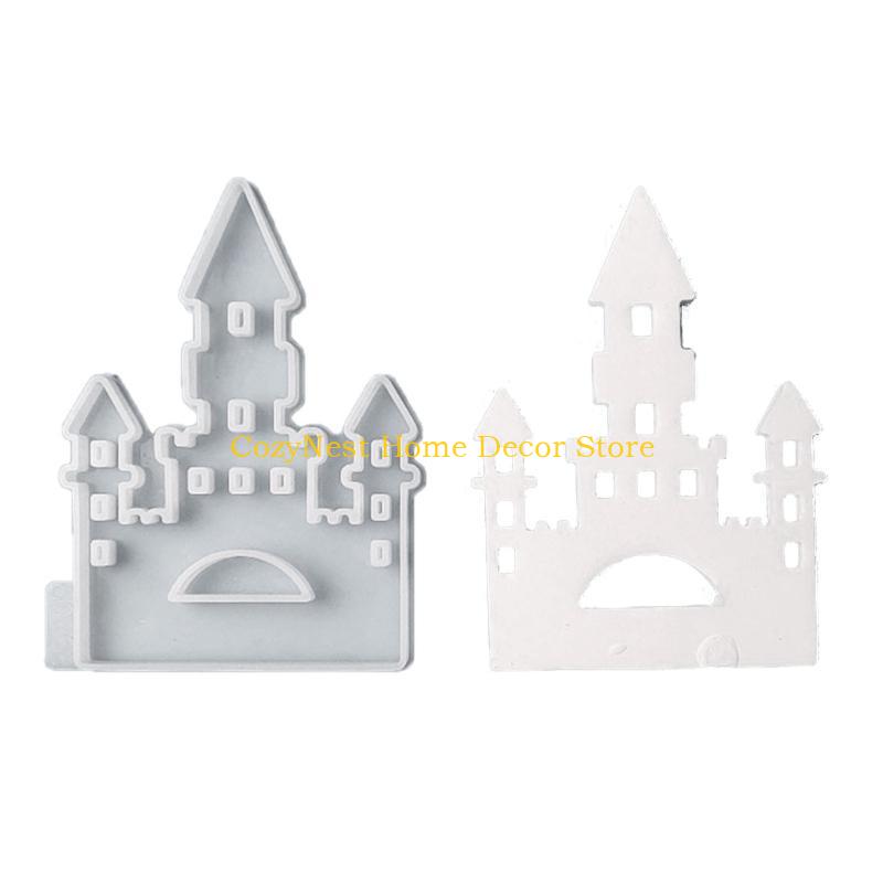 92MF Castle House Candle Holder Castings Molds Resins Moulds Gypsum Clay Molds Candlesticks Silicone Molds Home Decorations