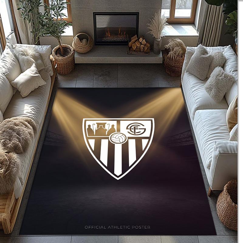 Sevilla FC Soccer Football Pattern Soft Area Rug Non Slip Indoor Floor Carpet Sports Decor Mat for Bedroom