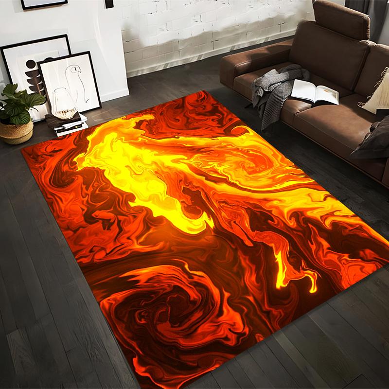

Abstract Swirl Pattern Carpet in Vibrant Red, Orange, and Yellow Tones Suitable for use as an anti-slip for living room bedroom sofas 40x60cm( 15x23in )