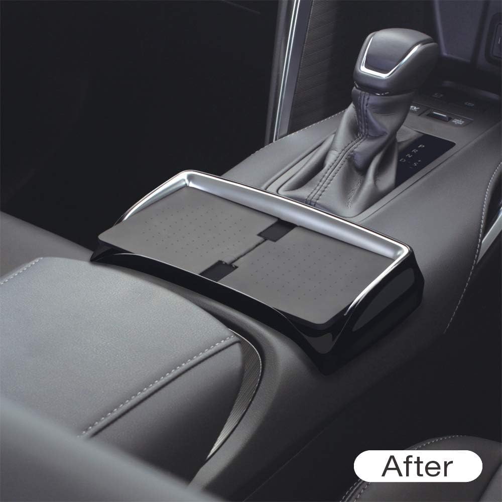 Tsuchiya YAC Vehicle-Specific Console Tray for Toyota 80 Series Harrier, Black/Silver, SY-HR15