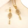 18k Gold-Plated Tennis Racket Pendant with Zircon Gemstones – Luxurious Handmade DIY Accessory