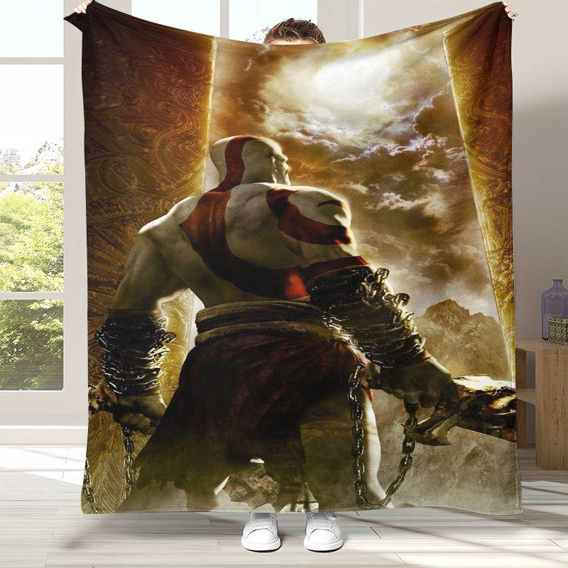 Classic God of War Games Kratos Flannel Blanket,Ultra Soft Plush Throw for Home Bedroom Bed Sofa Cover Office Camping Picnic