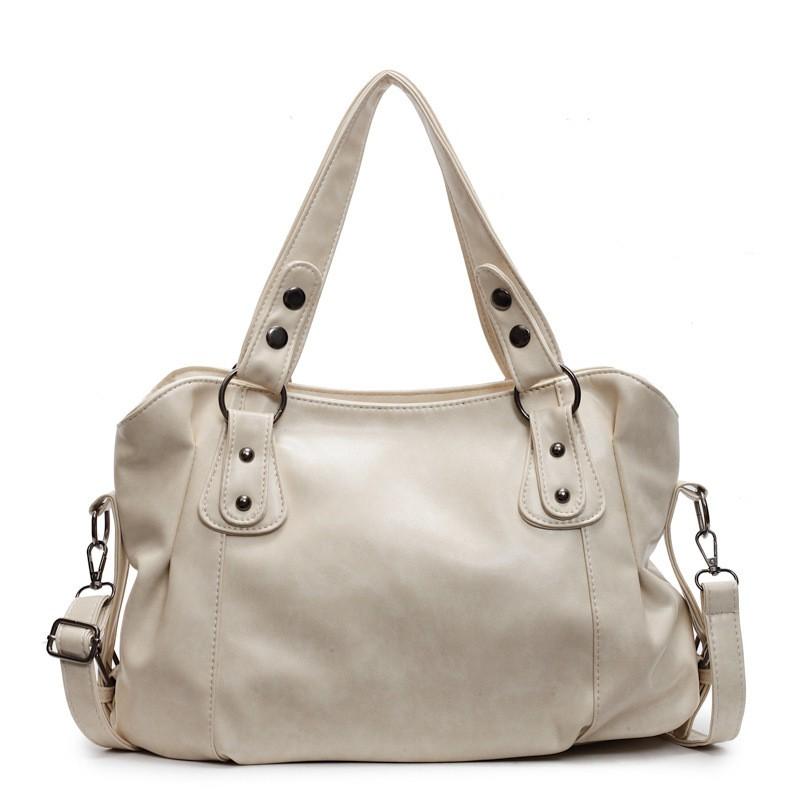 Soft PU Tote Bag Women Large Capacity Shoulder With Rivets Casual Crossbody Daily Use