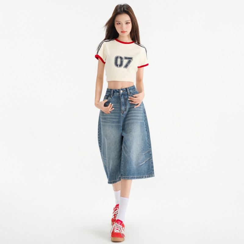 Women's 7/8 Wide-Leg Jeans 2026 Vintage High-Waisted Slimming Loose Pleated Pants