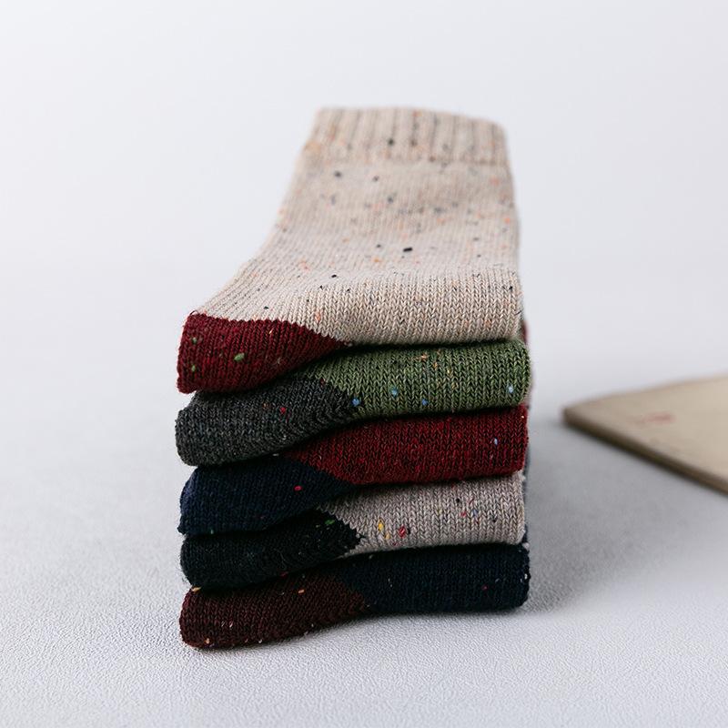 5 Pairs Fo Socks, Winter Socks, Women's Socks, Thickened Socks, Polka Dot Yarn Socks, Rabbit Wool Socks, Mid-calf Socks