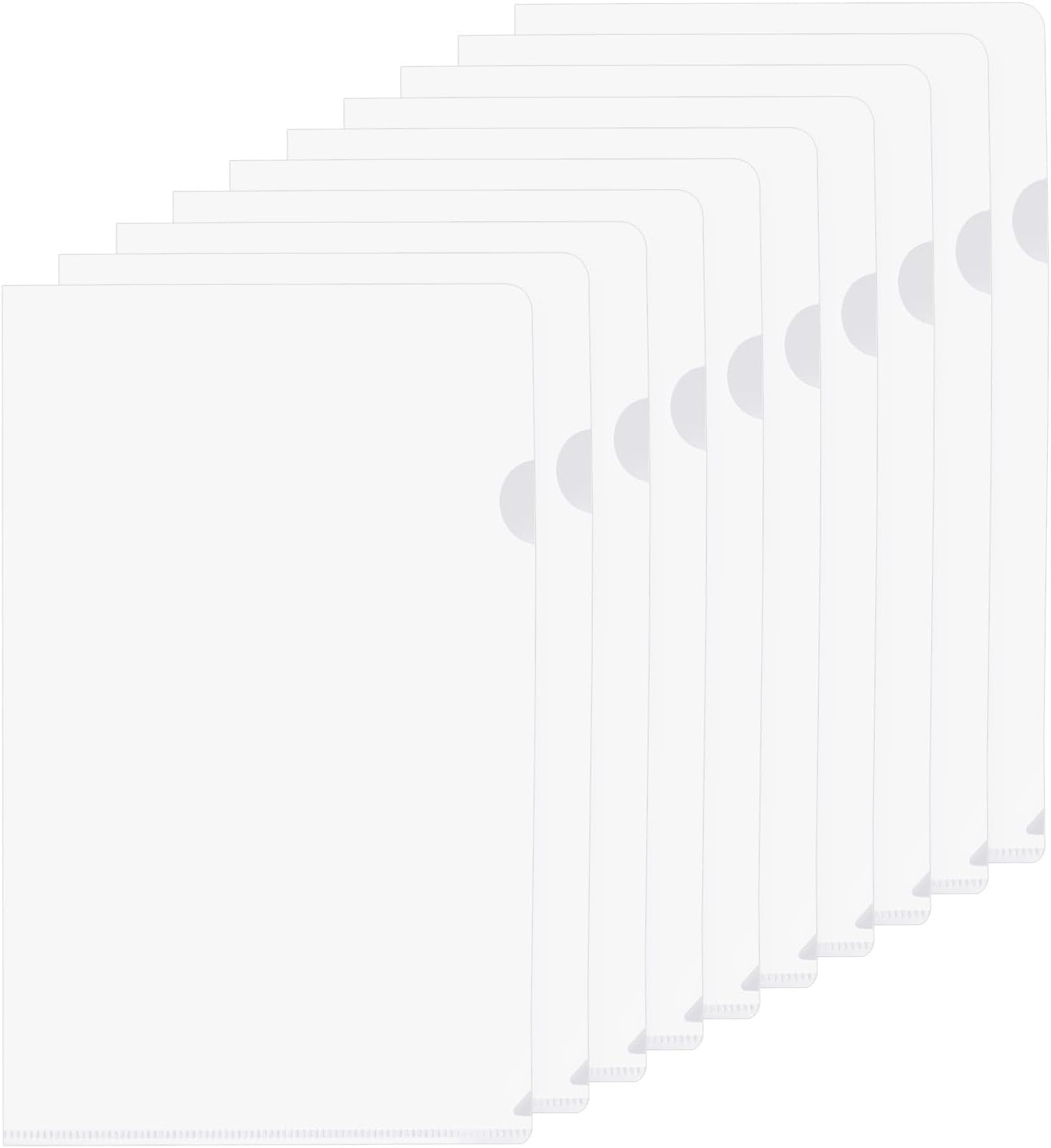 L Type Folders 50 Pack A4 Plastic File Project Pockets Clear Paper Document Jacket Sleeves for Office, Clear