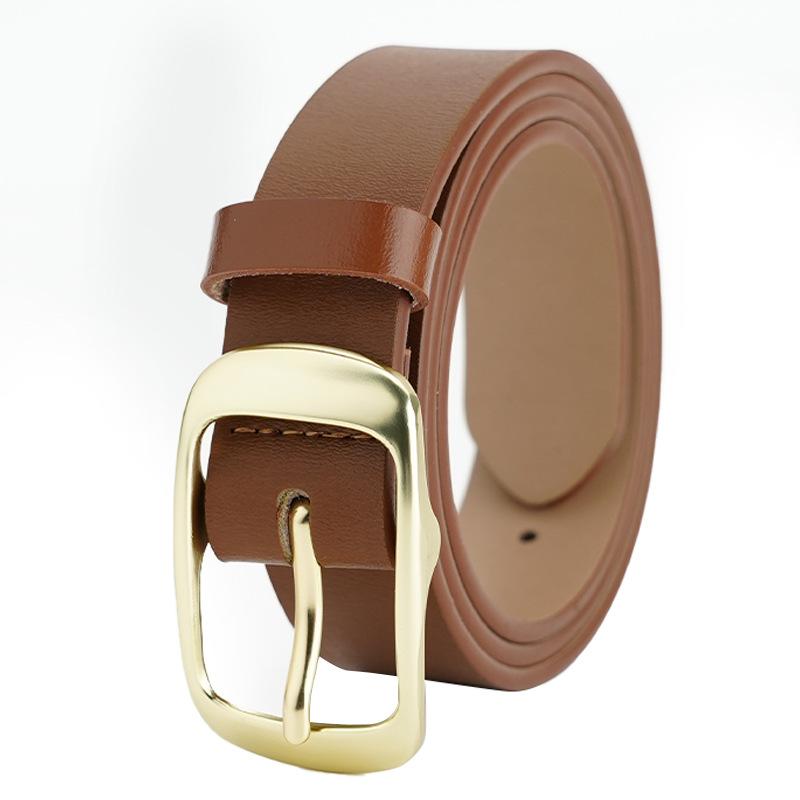 Women's Suit Formal Skirt Belt Cowhide Retro Belt Pin Buckle Eyelet Belt