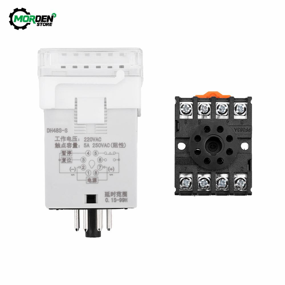 DH18S-S 1.1s-991h Relay AC 111V 111V DC 11V 11V Repeat Cycle SPDT Timer Switch Relay and Socket Base DH18S Din Rail Power Supply