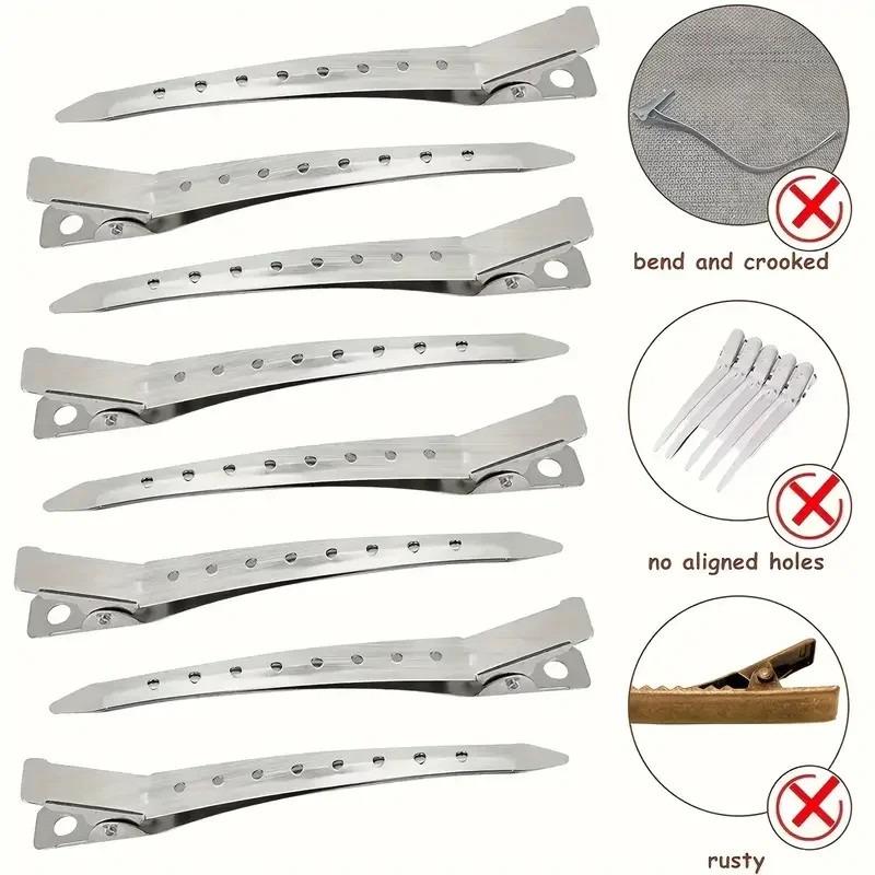 Metal Alligator Duckbill Hair Clips with Holes for Sectioning Styling - Professional Salon Hairdressing Clips for Women