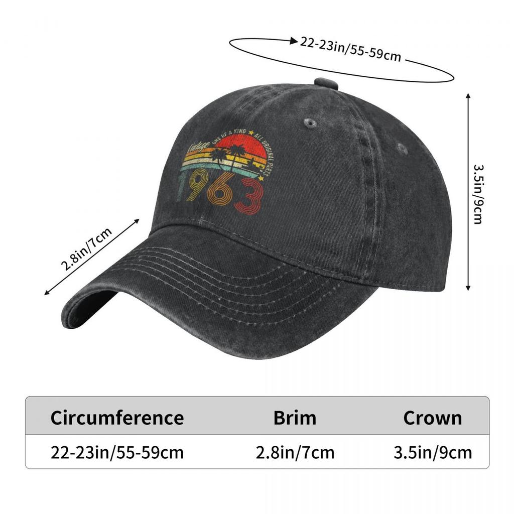 Summer Dad Vintage 1963 Limited Edition Baseball Caps 60th Birthday 60 Year Old Hip Hop Baseball Hat Outdoor Denim Cap Hats