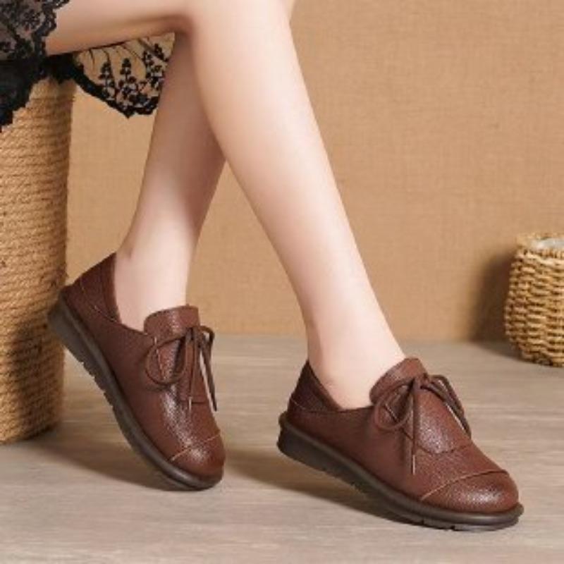 

Mom s Slip On Flats,Comfortable Leather Shoes for Elderly Women,Non Slip Lightweight Walking Shoes 42 коричневый