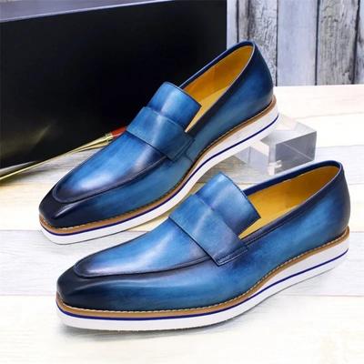 2024 Retro Loafers Men's Leather Handmade Casual Shoes Concise Lightweight Comfortable Flat Bottomed Shoes for Men 2024 Spring/Autumn