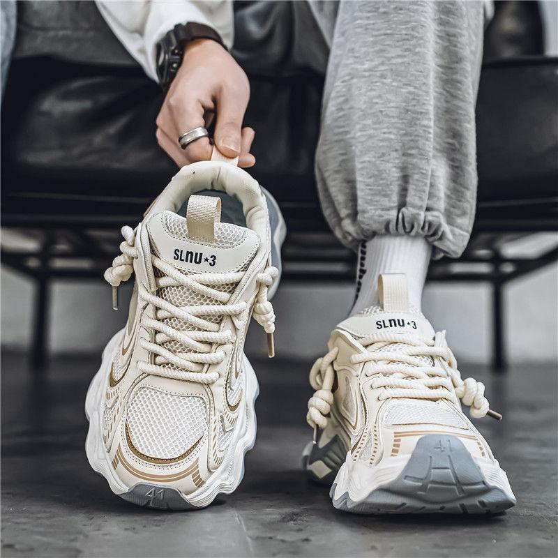 Mesh breathable sneakers design wavy thick-soled heightening dad shoes