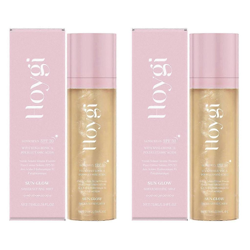 Doorzichtige Setting Mist SPF 50, Breedspectrum Glanzende Lichaamsolie Mist, Hydraterende Make-upvriendelijke Glow Spray, Koraalrif-veilig
