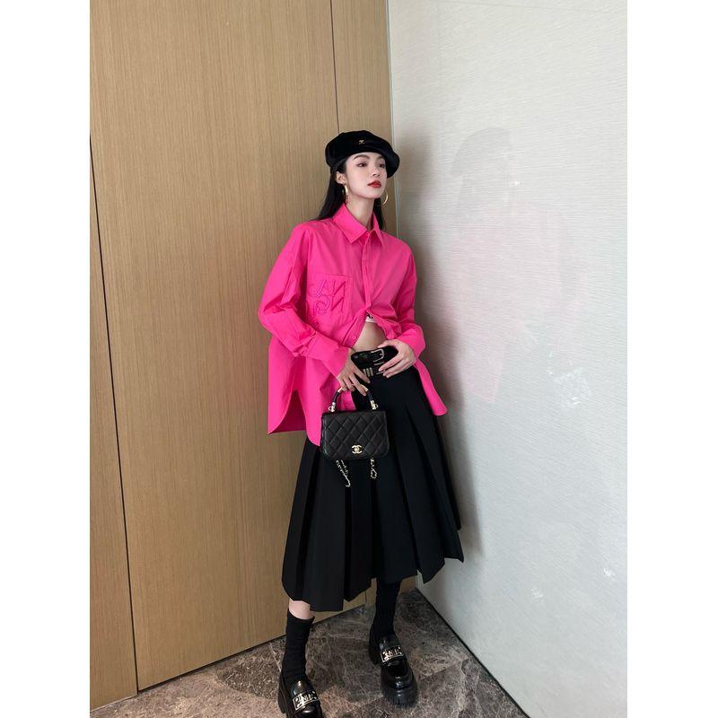 

Special-Interest Design Side Slit Loose Top Silhouette Shirt White M