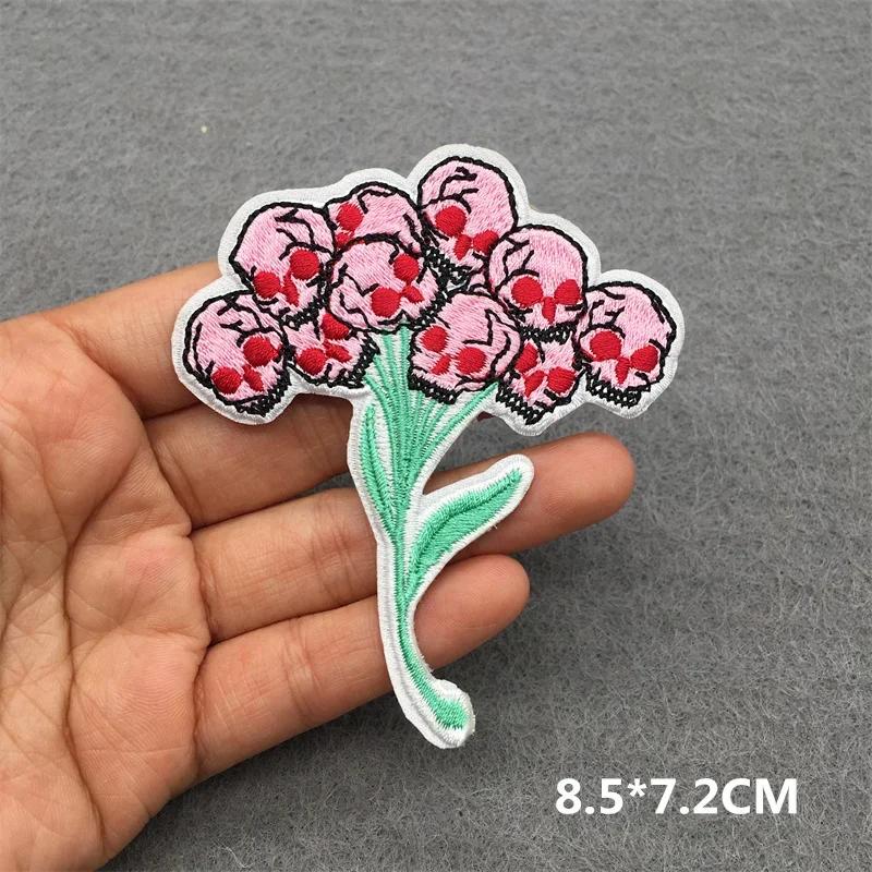 Embroidered Patches On Clothes Punk Patches For Clothing Diy Skull Stripes Stickers Cartoon Patches Appliques Badges