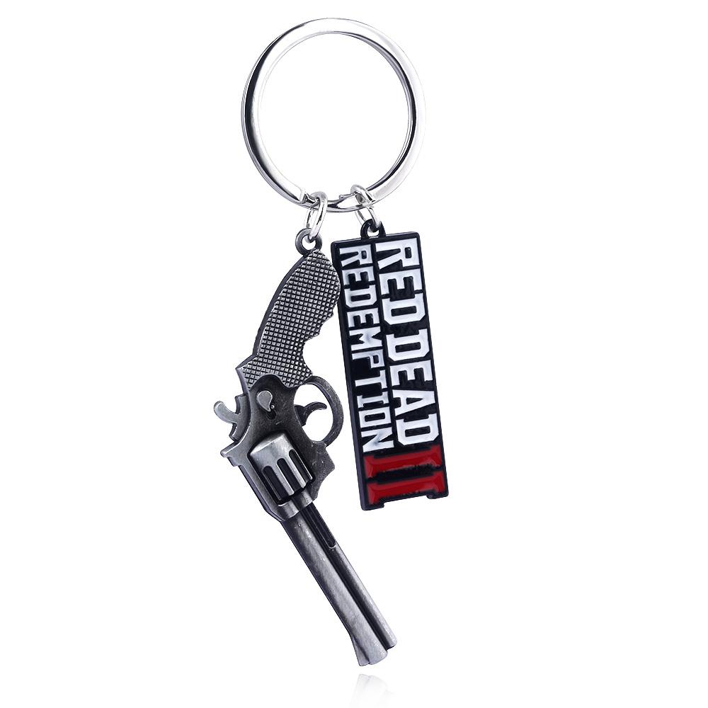 Game RDR2 Arthur Morgan Revolver Keyring Red Dead Redemption 2 Keychain Western Cowboy Fans Gift Cosplay Men Women Bag Jewelry
