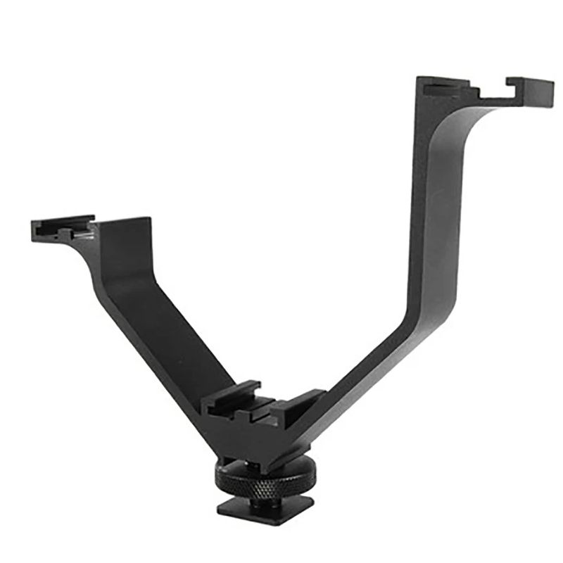 3 In 1 V Shape Camera Mount Bracket For Dslr Dv Camcorder With Shoe Adapters For Light Microphone Monitor Black