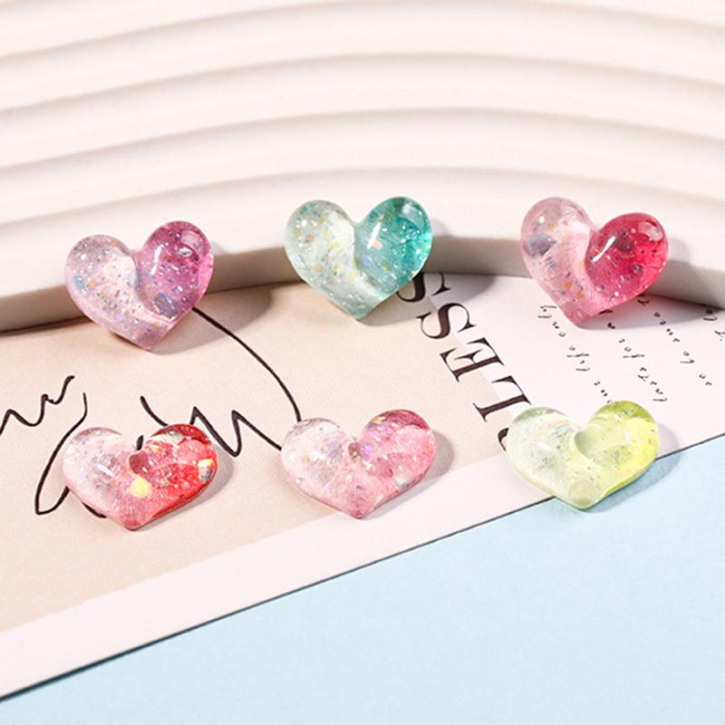 10Pcs Cartoon Gradient Love Cute Resin Series Jewelry Making Diy Home Life Decoration