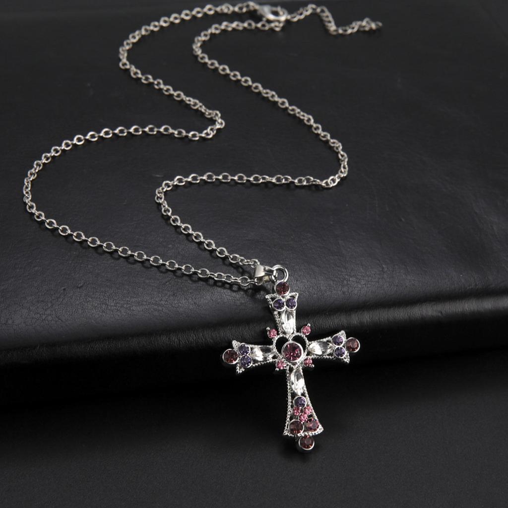 Bohemian Crystal Diamond Colorful Cross Pendant For Girls' Collarbone Necklace Accessories