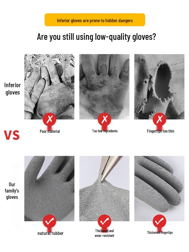 Latex Anti-Wrinkle Waterproof Non-Slip Work Gloves