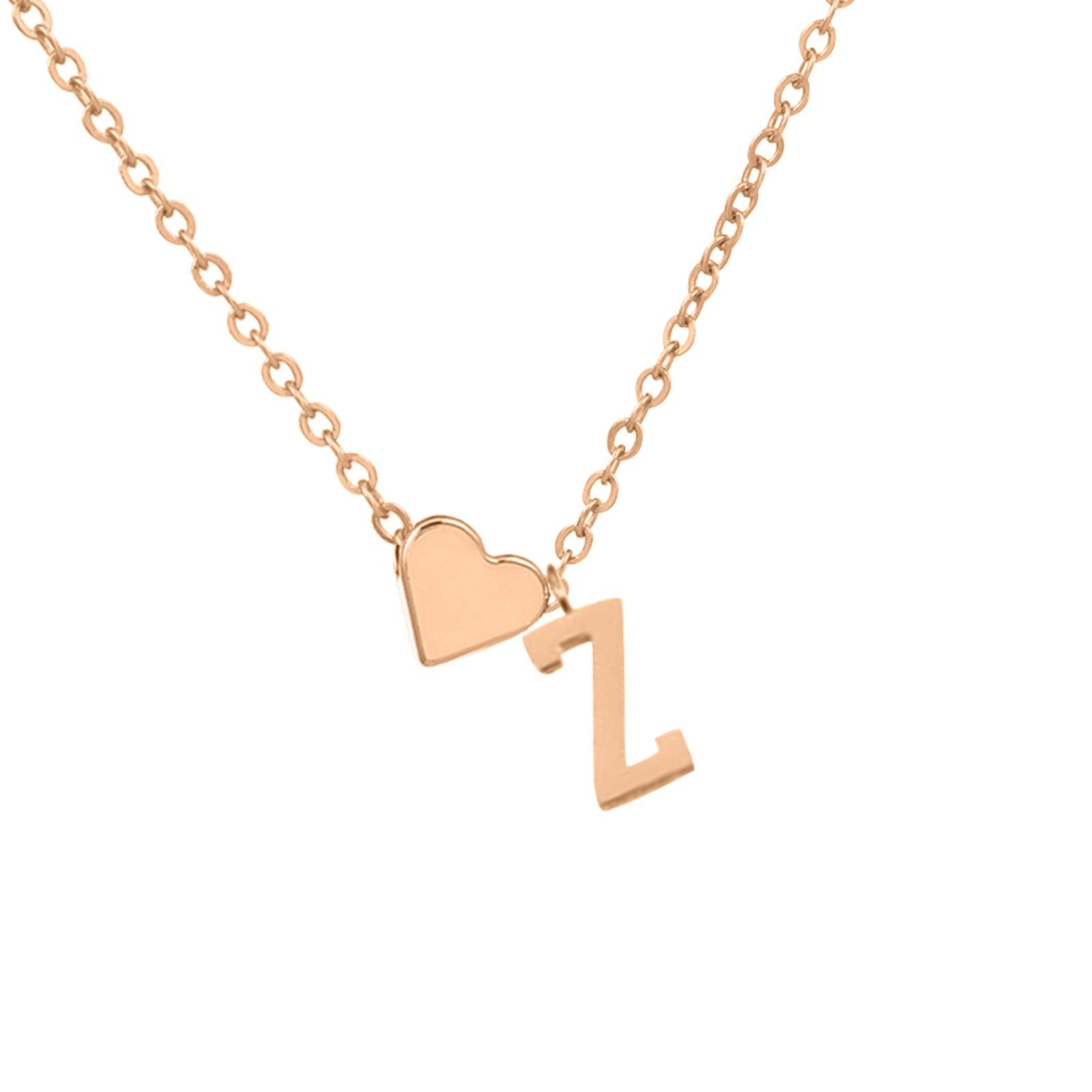 

Ожерелье с инициалами в форме сердца, ожерелье с буквами в форме сердца, персонализированное ожерелье с монограммой, 1 шт. One Size