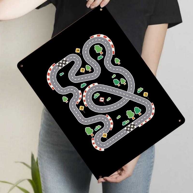 

Creative Cartoon Race Track Metal Wall Art Kids Room Decor Vintage Home Decoration 20x30cm（7.8x11.8inch）