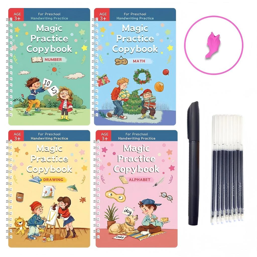 Kids Grooved Handwriting Practice Book English Early Education Fun Drawing Training Workbook