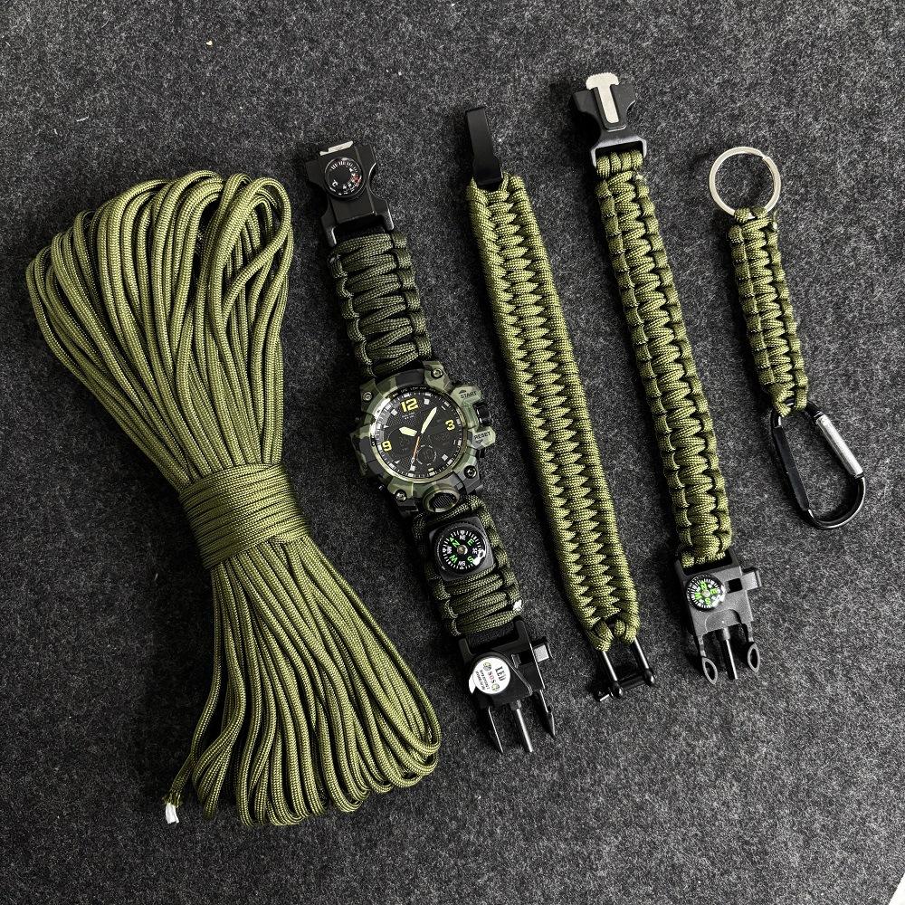 Men's Outdoor Survival Watch Dual Analog Digital Watch Multifunctional Tactical Watch Five-piece Gift Set