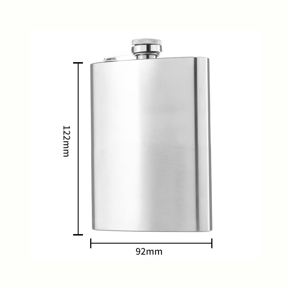 Samcos Skittles Hip Flask 8oz with Funnel Stainless Steel Whiskey Sake Water Bottle Lightweight Easy To Carry Outdoor Plain Manly Cool Handsome
