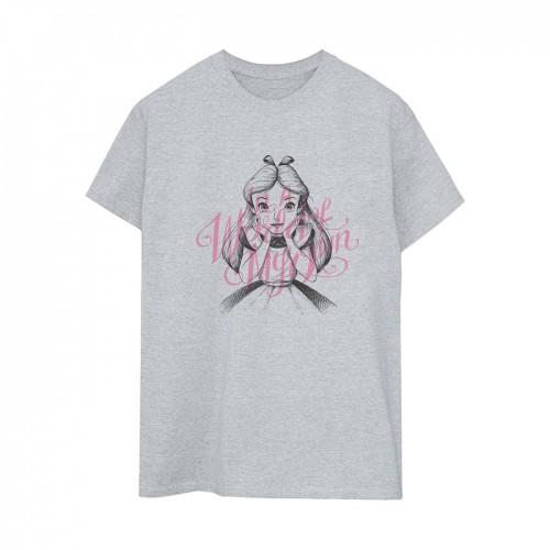 Disney Womens/Ladies Alice In Wonderland In A World Of My Own Cotton Boyfriend T-Shirt