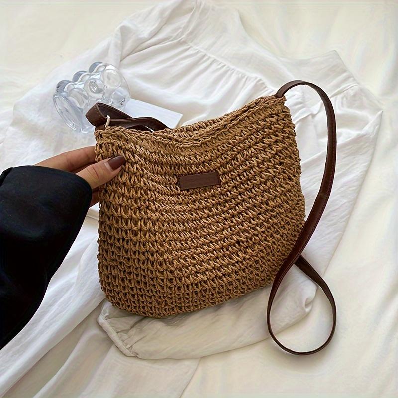

Summer Rattan Crossbody Bags Women Saddle Straw Woven Shoulder Bag Handmade Knitted Lady Small Handbags хакі