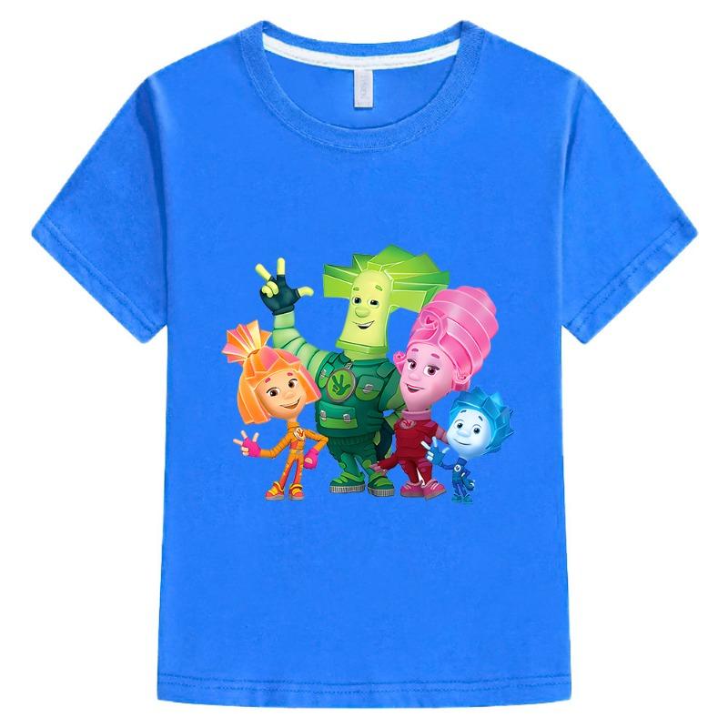 100% Cotton New Children Clothing Girls Russian Cartoon The Fixies T Shirt Funny Baby Boys Summer Tops Short Sleeve Kids T-shirt