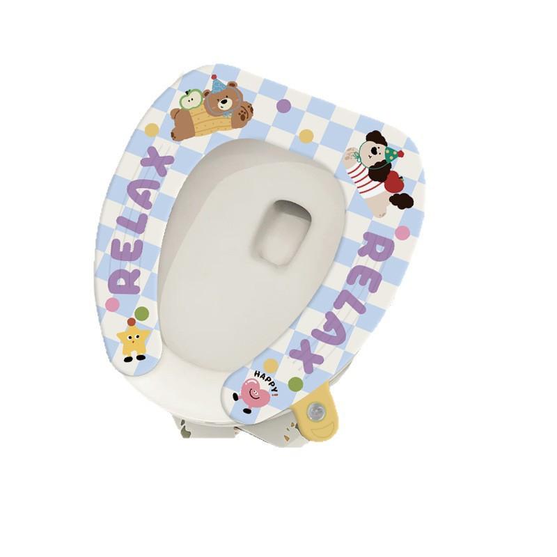 Soft Plush Toilet Seat Cover With Adhesive Backing Universal Fit Adult Bathroom Use 38x39.6cm
