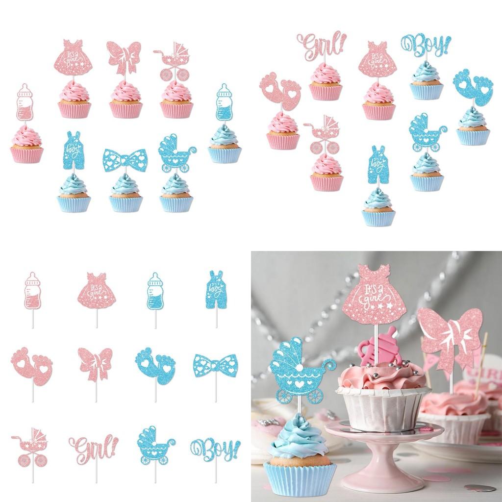 Cake Decor Flags For Boys And Girls First Birthday Party With Gold Glitter Paper