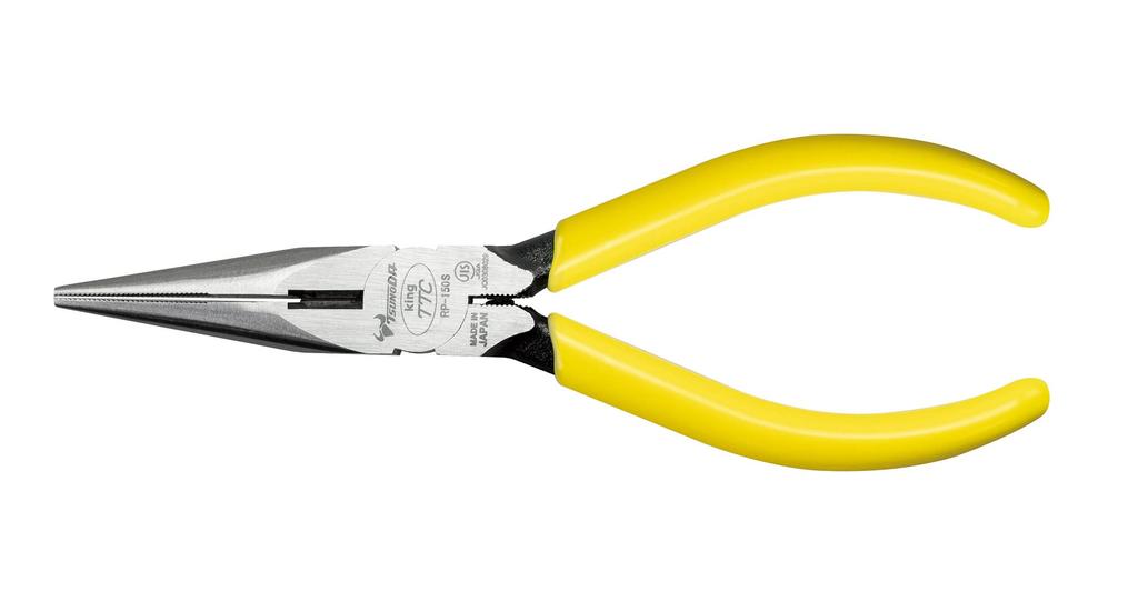 TSUNODA King TTC Long Nose No Spring Yellow Pliers, Hole, Attached, 150mm, RP-150S,