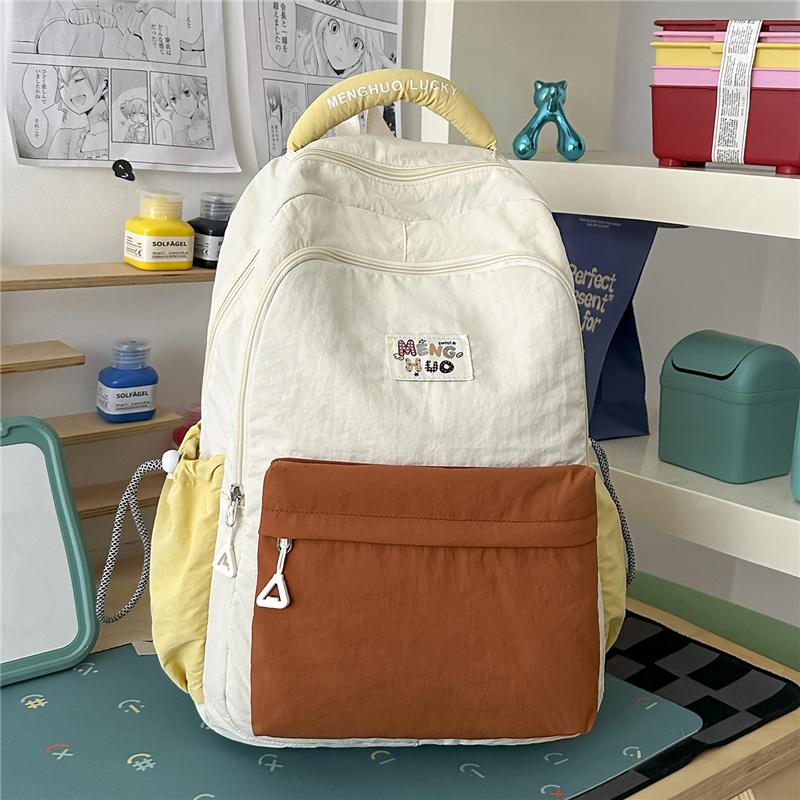 Junior High School Student Schoolbag Women's Backpack Color Contrast Backpack