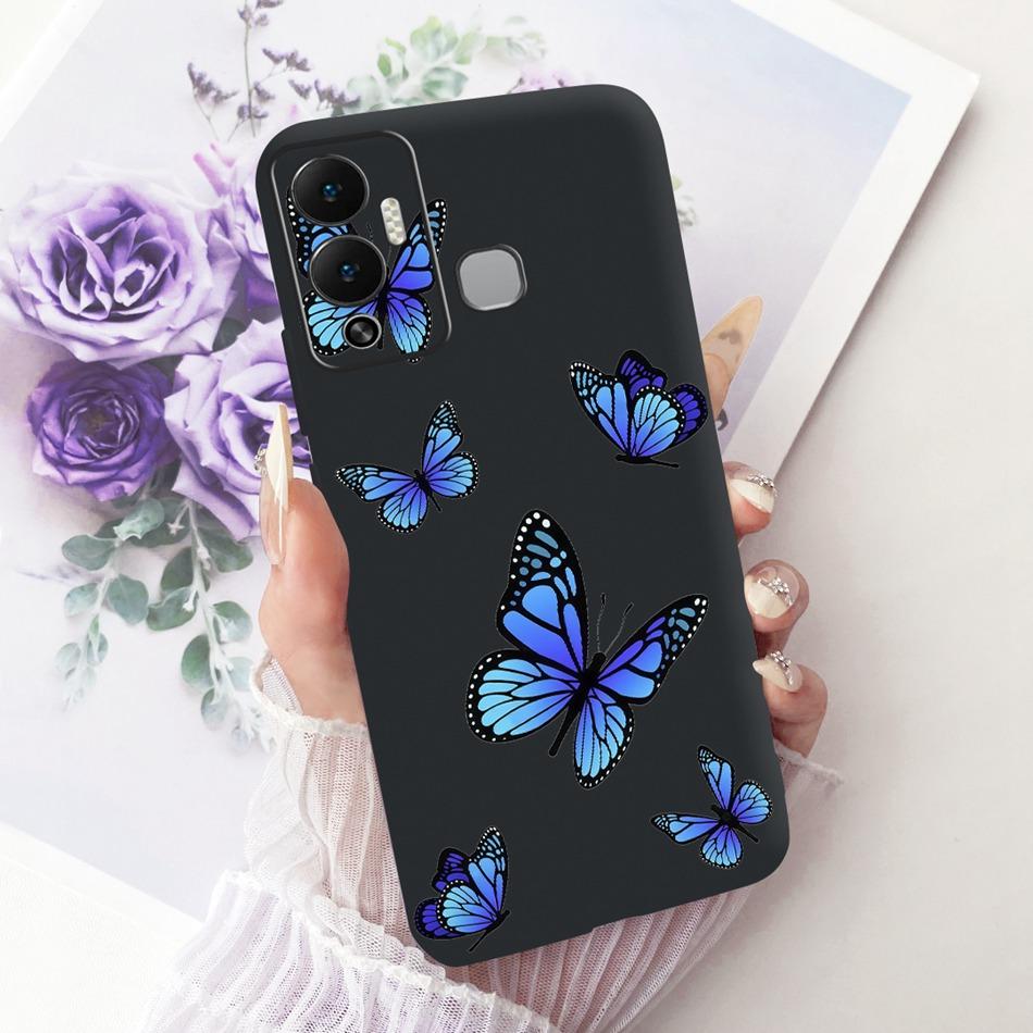 For Infinix Hot 12 Play 12i Cute Flower Butterfly Cat Painted Case For Infinix Hot12i 12Play Black Silicone Soft Phone Cases