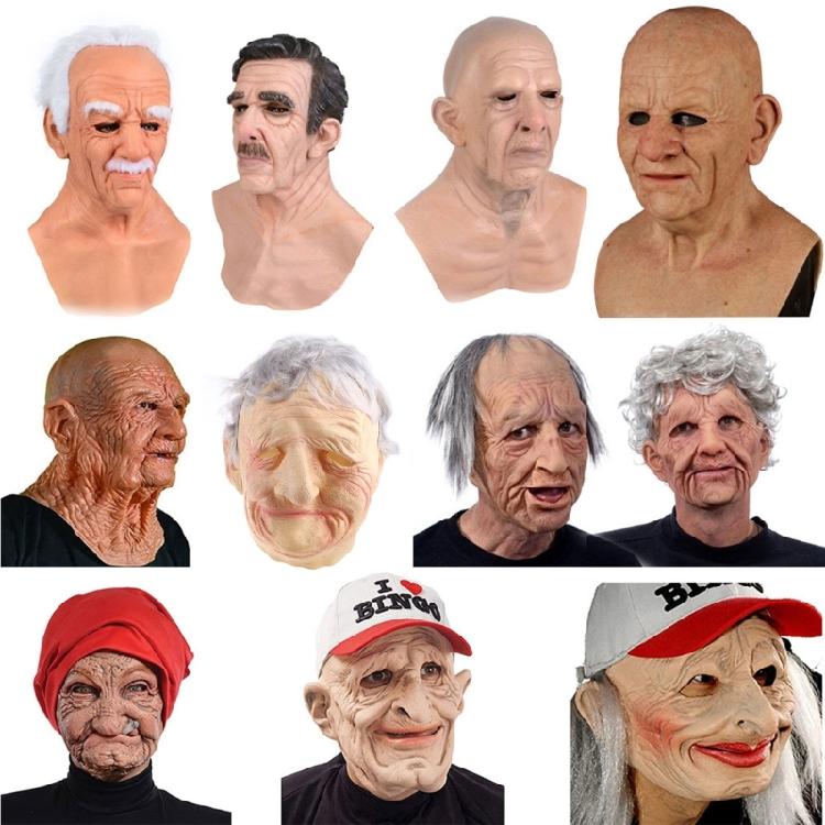 Halloween Old Man Latex Mask Smokingh Grandmothe Home Festival Party