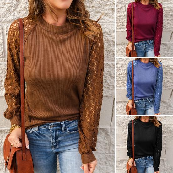 

Осенняя блузка с круглым вырезом и длинными рукавами, антипиллинг, однотонный дышащий пуловер