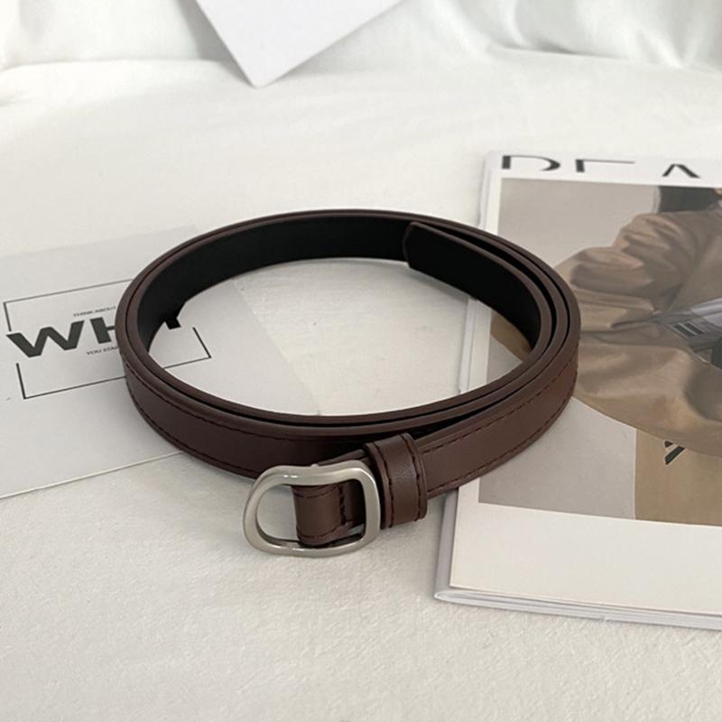 Fashion Luxury No-hole Belt For Women Waistband Buckle Pin Belt Jeans Decorative Female Dress Thin PU Leather Waist Strap