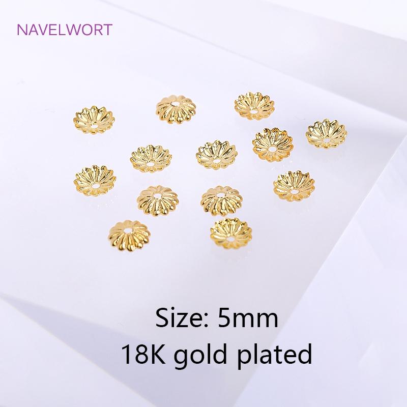 

Trendy 5mm Wave Bead Caps Jewellery Making Supplies 18K Gold Plated High Quality Stripe Bead Caps DIY Accessories Wholesale 100 pieces