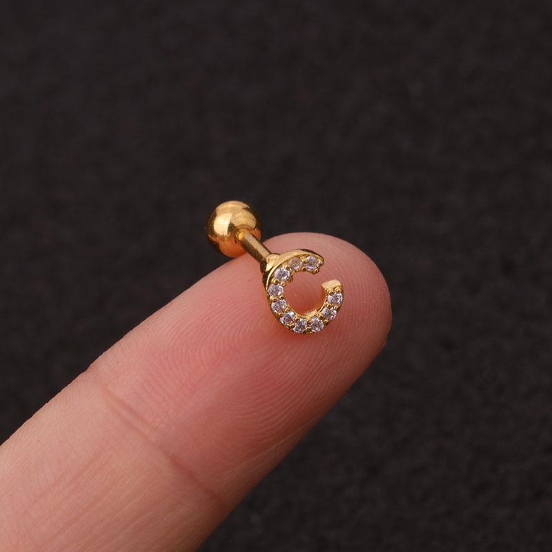 Trendy 26 Letters Tragus Cartilage Earring Women Exquisite Tiny Initial Alphabet Name Helix Earring Piercing Jewelry Gift